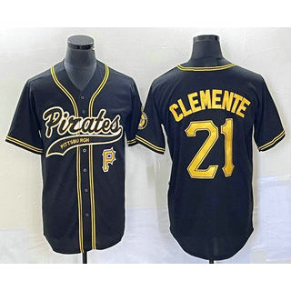 Pittsburgh Pirates #21 Roberto Clemente Number Black CONTON Cool Base Stitched Jersey 1