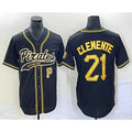 Pittsburgh Pirates #21 Roberto Clemente Number Black CONTON Cool Base Stitched Jersey 1