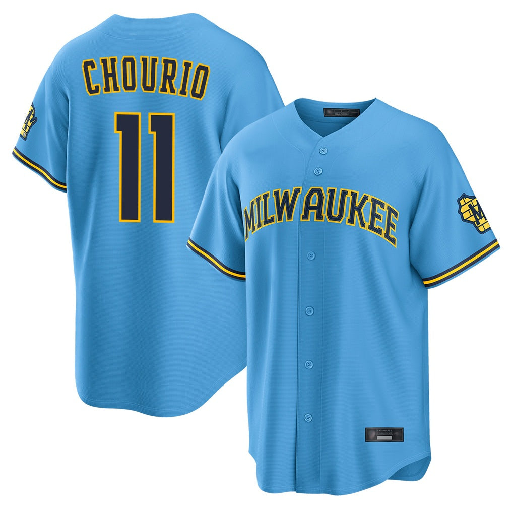 Milwaukee Brewers #11 Jackson Chourio Player Light Blue CONTON Road Stadium Game Stitched Jerseys