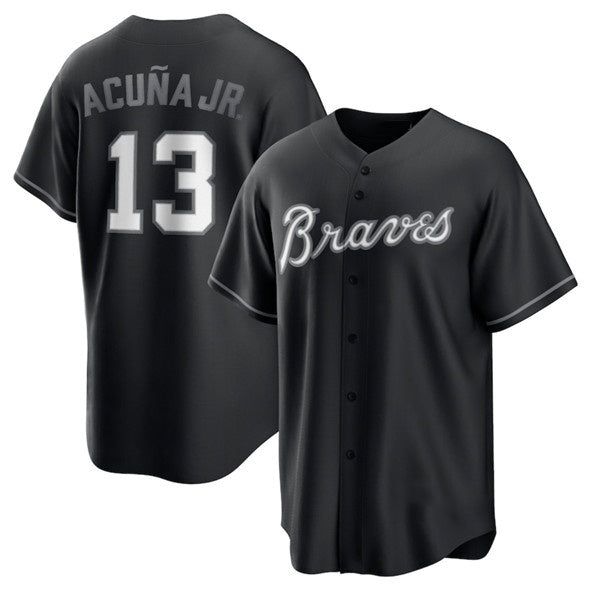 Atlanta Braves #13 Ronald Acuna Jr. Black CONTON Lights Out Limited Stitched Jersey