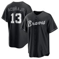 Atlanta Braves #13 Ronald Acuna Jr. Black CONTON Lights Out Limited Stitched Jersey