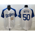 Los Angeles Dodgers #50 Mookie Betts Number White Blue CONTON Fashion Stitched Cool Base Limited Jersey 3