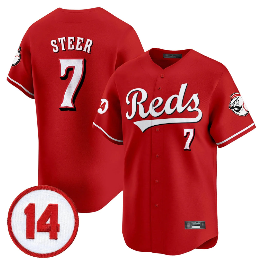 Cincinnati Reds #7 Spencer Steer Player Red CONTON Vapor Premier Limited Home Stitched Jerseys