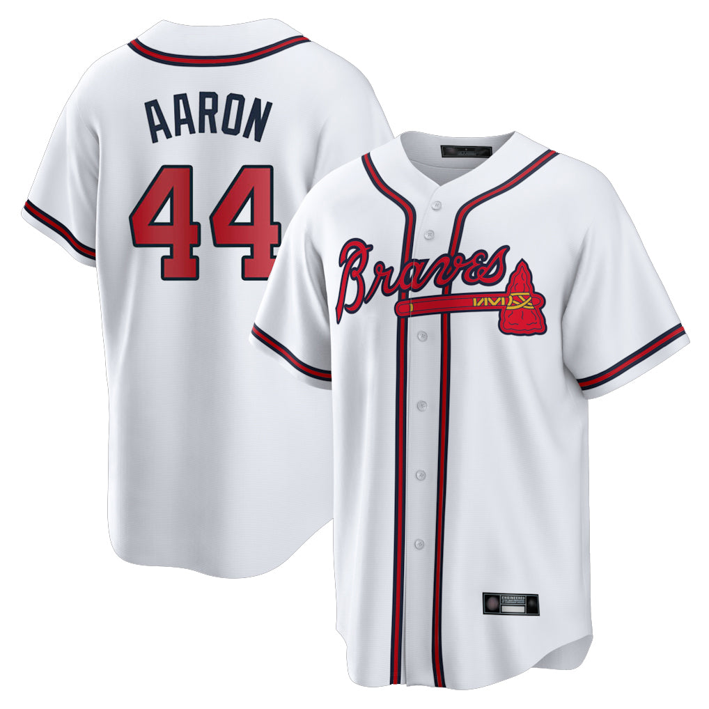 Atlanta Braves #44 Hank Aaron Player White CONTON Home Game Stitched Jerseys