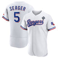 Texas Rangers #5 Corey Seager White CONTON 2023 World Series Flex Base Stitched Jersey