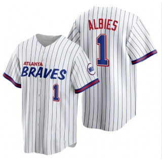 Atlanta Braves #1 Ozzie Albies White CONTON 2021 City Connect Stitched Jersey