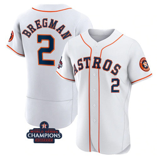 Houston Astros #2 Alex Bregman White CONTON 2022 World Series Champions Flex Base Stitched Jersey