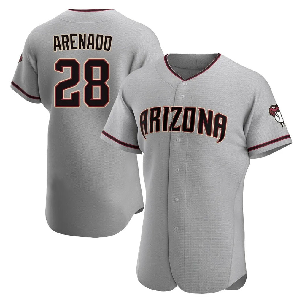 Arizona Diamondbacks #28 Nolan Arenado Player Gray CONTON Road Limited Elite Home Game Stitched Jerseys