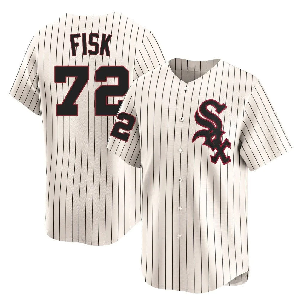 Chicago White Sox #72 Carlton Fisk Player Cream CONTON Cooperstown Collection Limited Home Stitched Jerseys