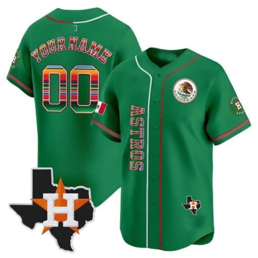 Custom Houston Astros Mexico Vapor Premier Limited Jersey V4 ¨C Green CONTON