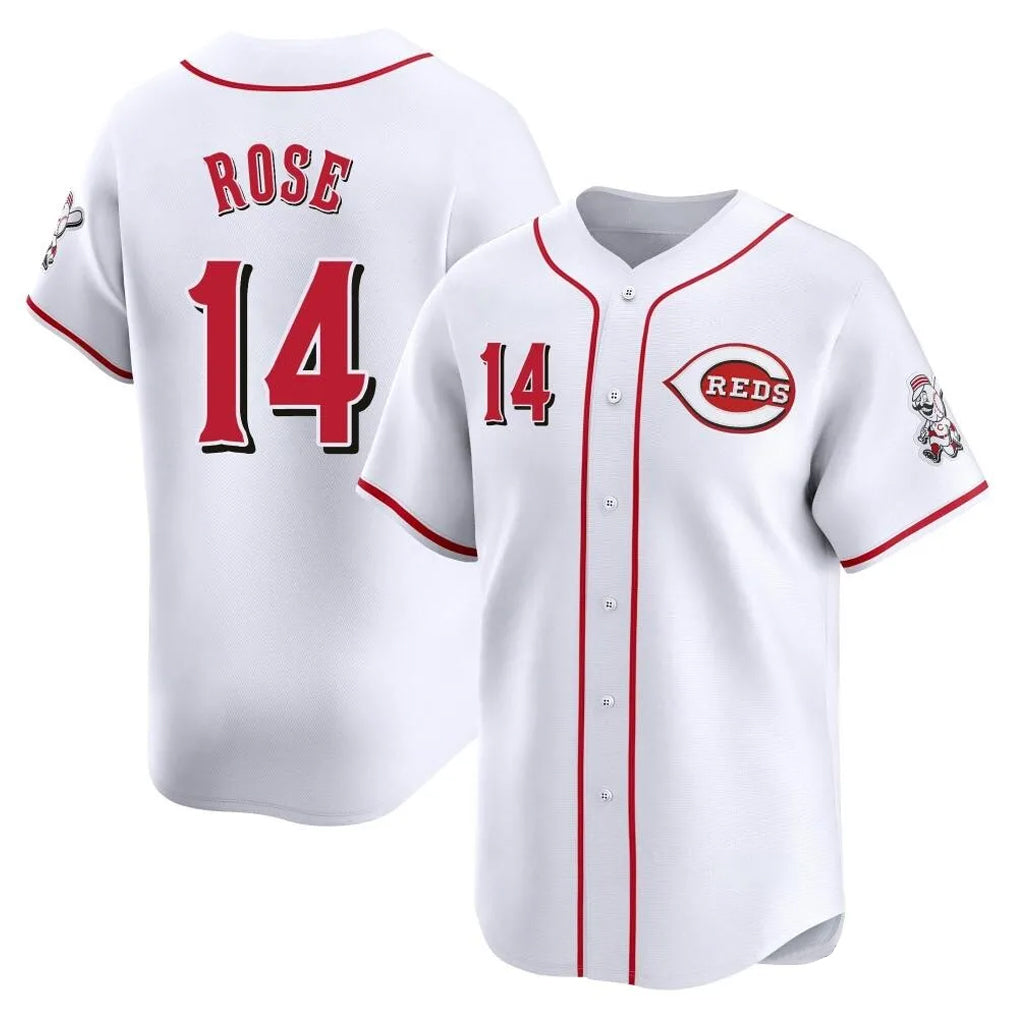 Cincinnati Reds #14 Pete Rose Player White CONTON Home Limited Stitched Jerseys