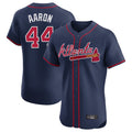 Atlanta Braves #44 Hank Aaron Player Navy CONTON Limited Elite Home Game Stitched Jerseys
