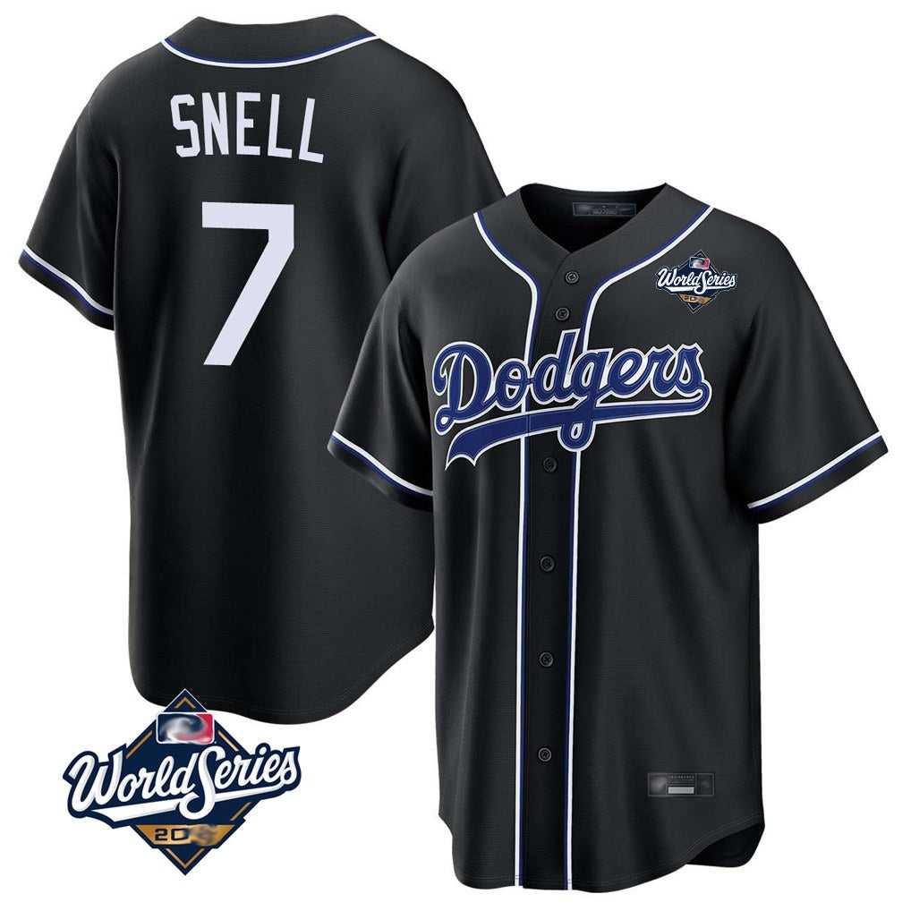 Los Angeles Dodgers #7 Blake Snell Player Black CONTON Carbon Limited World Series Home Stitched Jerseys