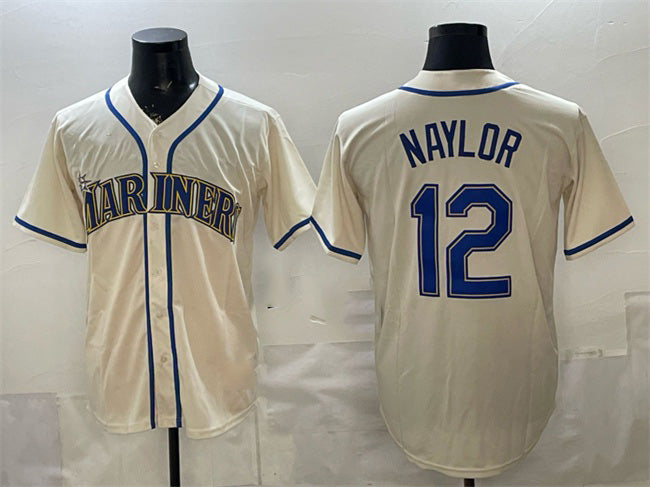 Seattle Mariners #12 Josh Naylor Cream CONTON Alternate Stitched Jersey
