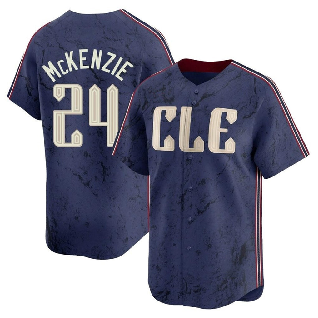 Cleveland Guardians #24 Triston McKenzie Player Navy CONTON City Connect Limited Home Stitched Jerseys