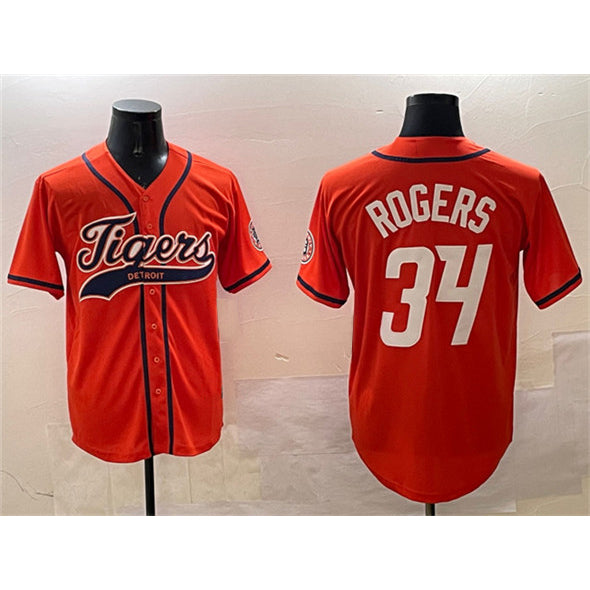 Detroit Tigers #34 Jake Rogers Orange CONTON With Patch Cool Base Stitched Jersey