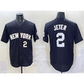 New York Yankees #2 Derek Jeter Black CONTON Limited Stitched Jersey