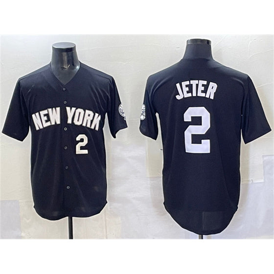 New York Yankees #2 Derek Jeter Black CONTON Limited Stitched Jersey