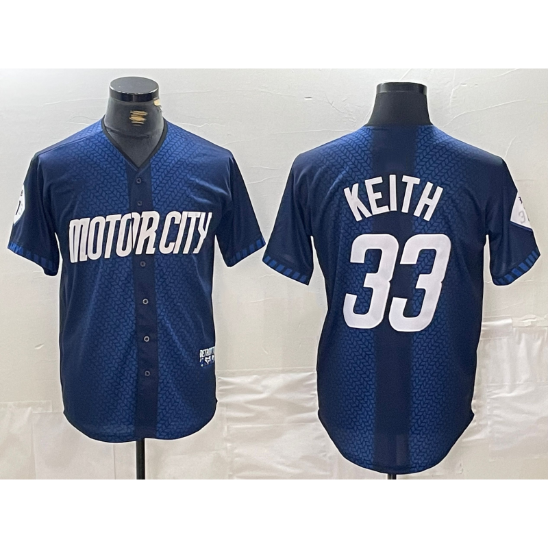 Detroit Tigers #33 Colt Keith 2024 Navy CONTON City Connect Cool Base Limited Stitched Jersey 2