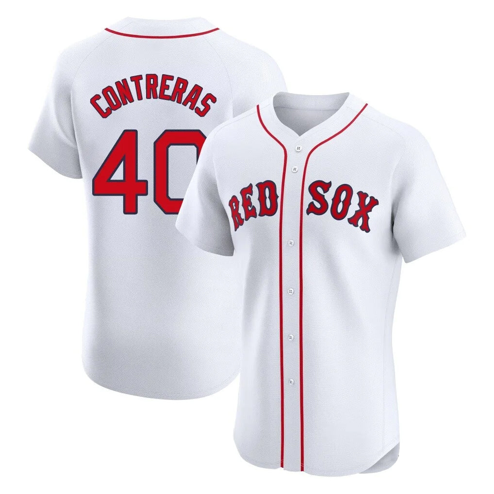 Boston Red Sox #40 Willson Contreras Player White CONTON Limited Elite Home Game Stitched Jerseys1