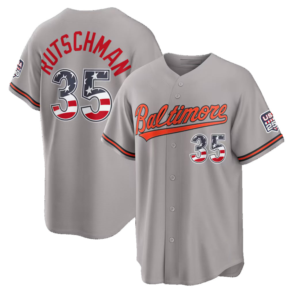 Baltimore Orioles #35 Adley Rutschman USA 250 Fourth of July Road Stadium Jersey - Gray CONTON