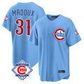 Chicago Cubs #31 Greg Maddux Player Light Blue CONTON 150th Anniversary Home Game Stitched Jerseys