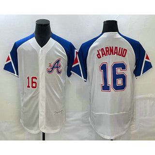 Atlanta Braves #16 Travis dArnaud Number White CONTON 2023 City Connect Flex Base Stitched Jersey 2
