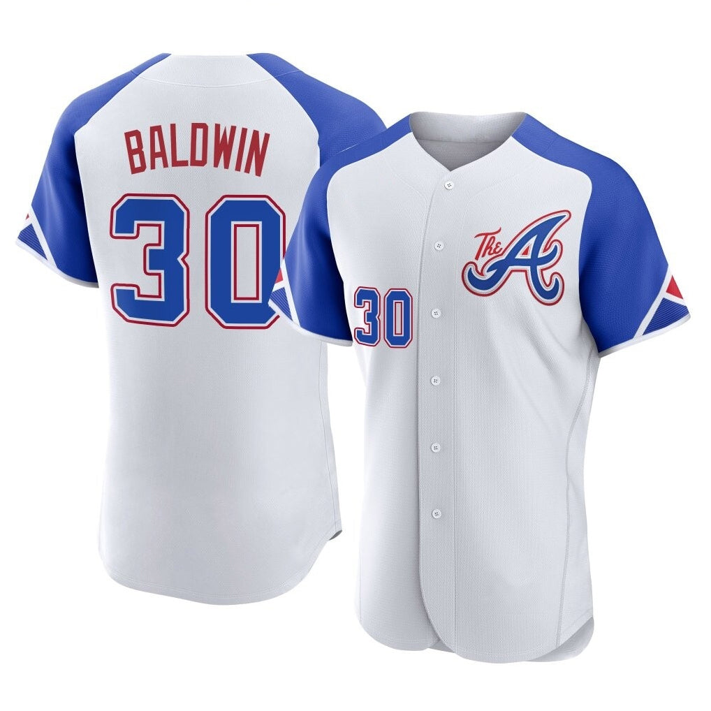 Atlanta Braves #30 Drake Baldwin Player White CONTON City Connect Limited Elite Home Game Stitched Jerseys