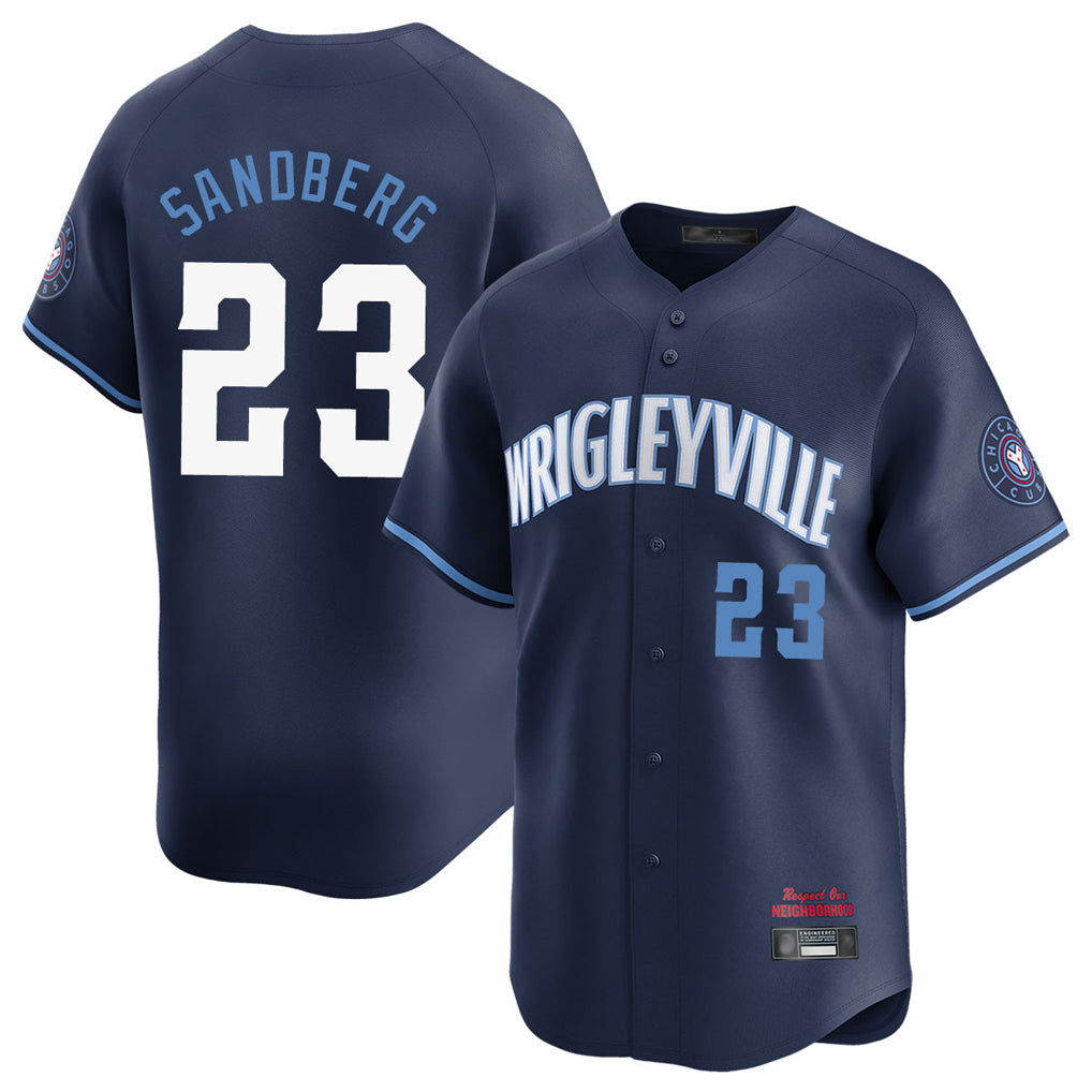 Chicago Cubs #23 Ryne Sandberg Player Navy CONTON City Connect Limited Home Stitched Jerseys