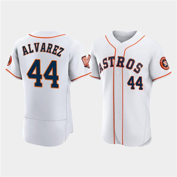 Houston Astros #44 Yordan Alvarez White CONTON 60th Anniversary Flex Base Stitched Jersey