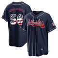 Atlanta Braves #56 Spencer Schwellenbach Player Navy CONTON USA 250 Fourth Of July Limited Home Game Stitched Jerseys