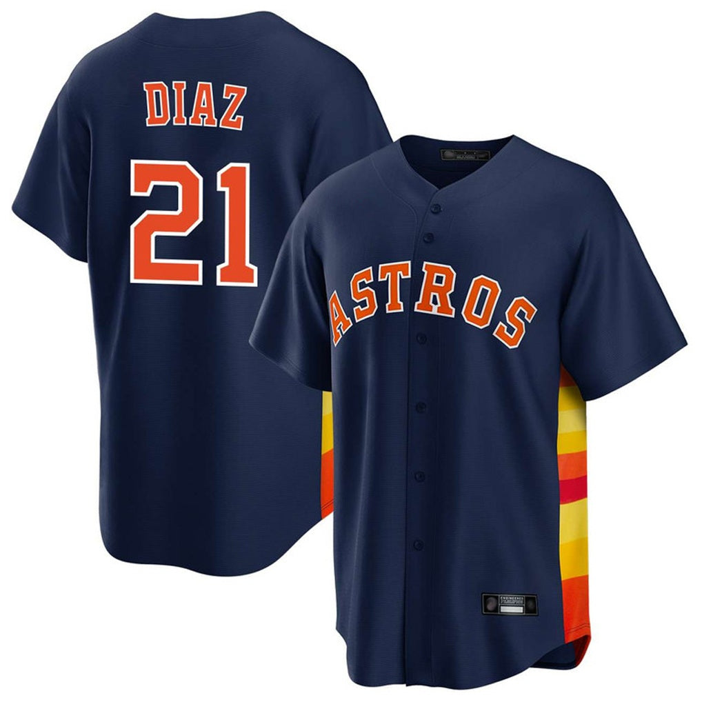 Houston Astros #21 Yainer Diaz Player Navy CONTON Home Game Stitched Jerseys