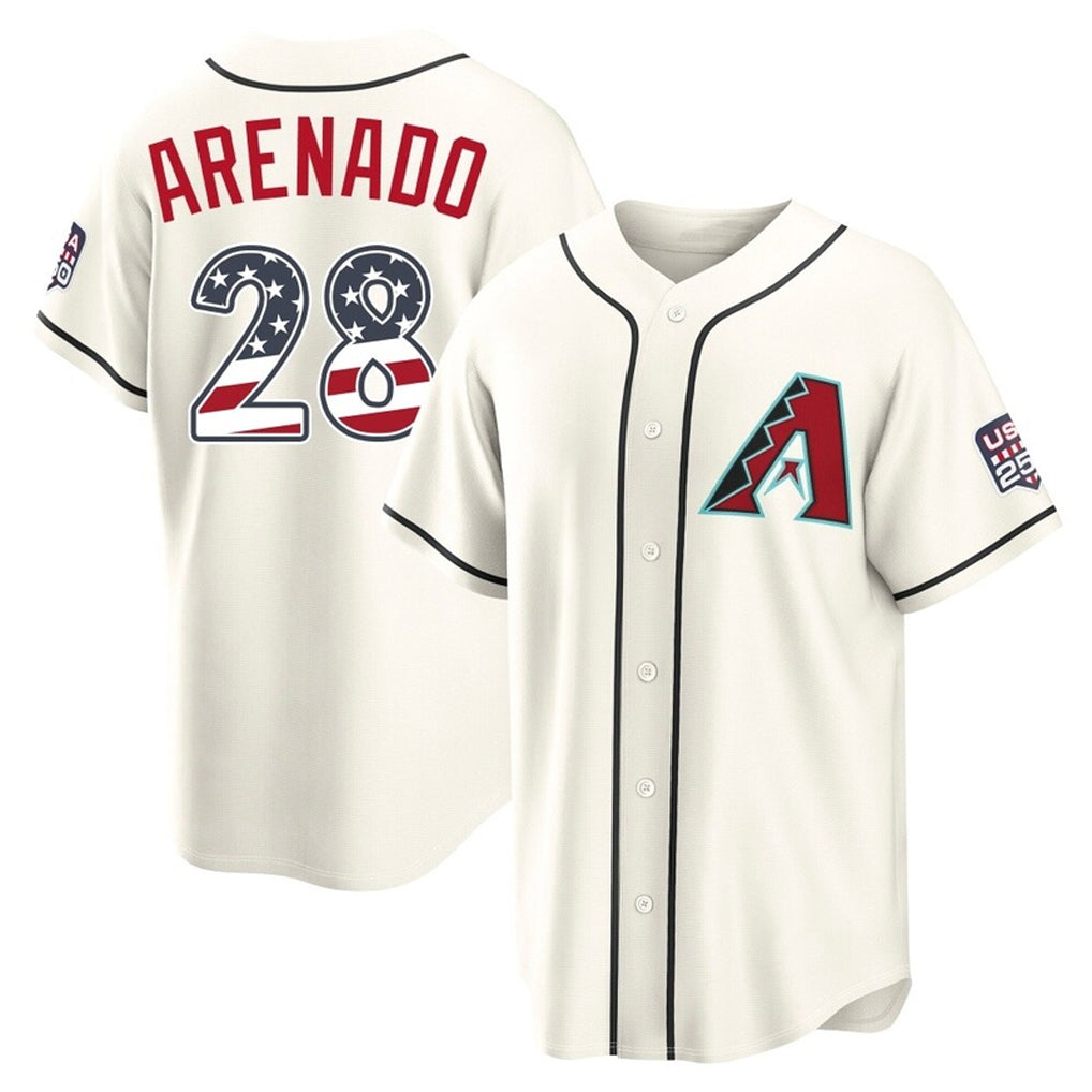 Arizona Diamondbacks #28 Nolan Arenado Player Cream CONTON USA 250 Fourth of July Home Game Stitched Jerseys