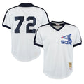 Chicago White Sox #72 Carlton Fisk Player White CONTON Mitchell & Ness Cooperstown Collection Mesh Game Stitched Jerseys