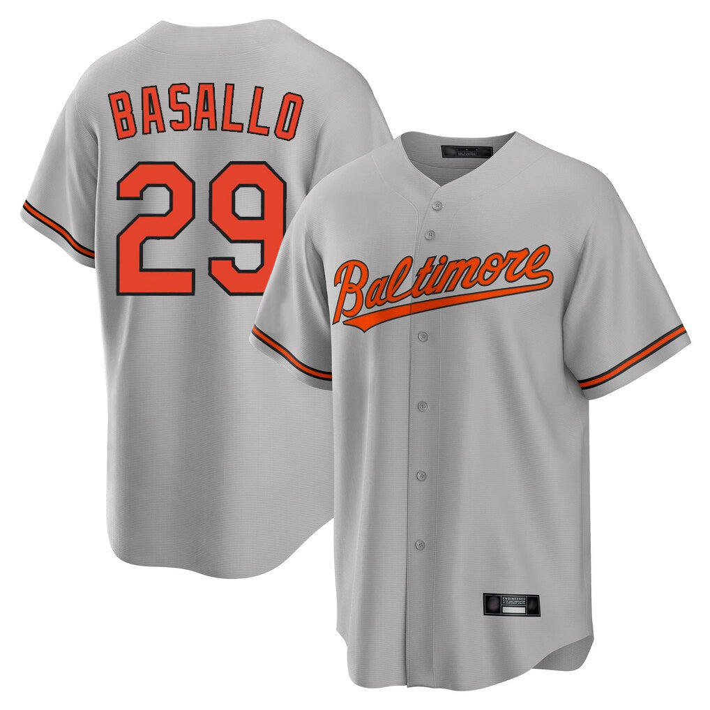 Baltimore Orioles #29 Samuel Basallo Player Gray CONTON Home Game Stitched Jerseys