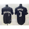 Philadelphia Phillies #3 Bryce Harper Black CONTON Gothic Vapor Limited Stitched Jersey