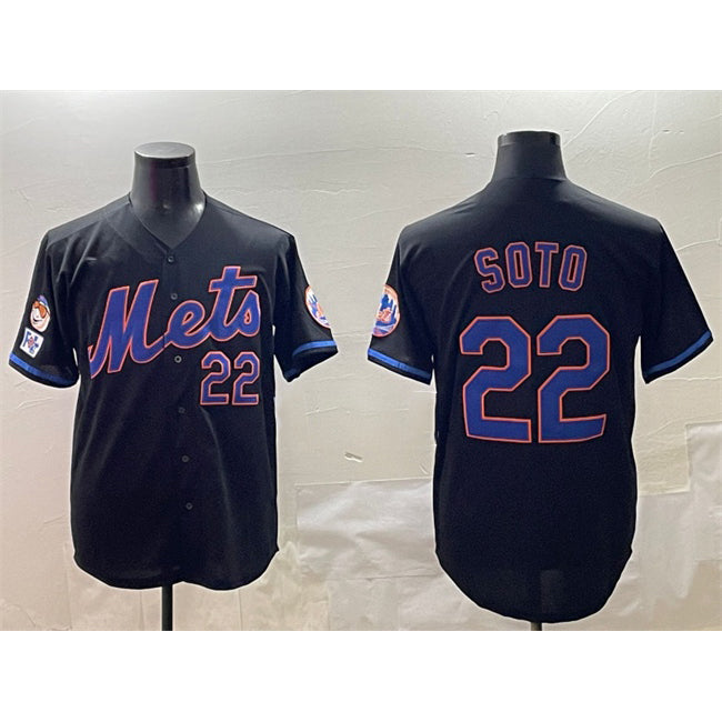 New York Mets #22 Juan Soto Black CONTON 2025 Spring Training Cool Base Stitched Jersey