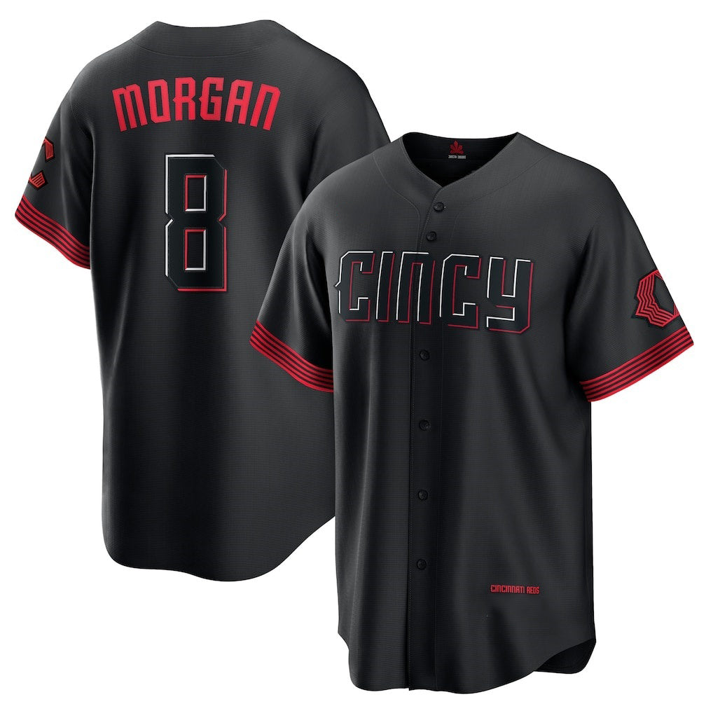 Cincinnati Reds #8 Joe Morgan Black CONTON City Connect Replica Player Jersey