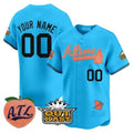 Custom Atlanta Braves Atliens & Peach Vapor Premier Limited Jersey ¨CBlue CONTON