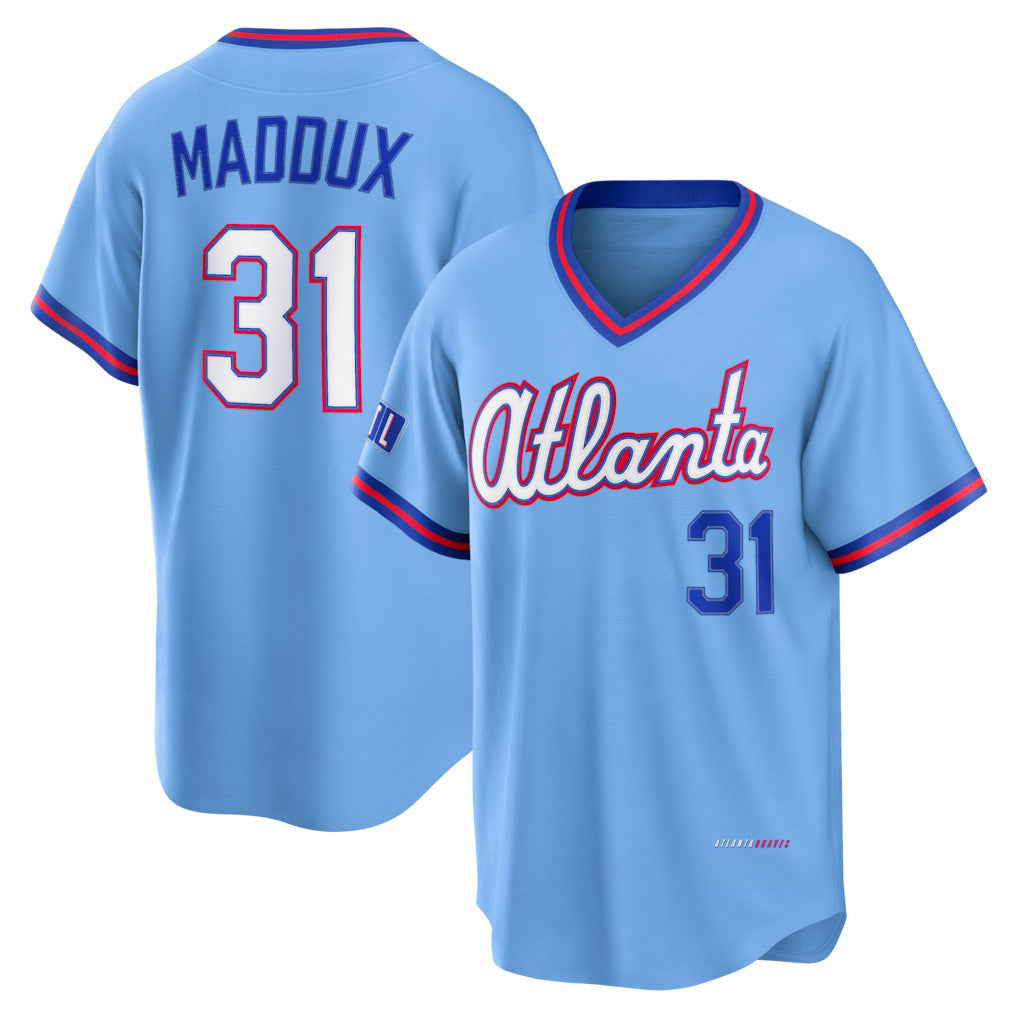 Atlanta Braves #31 Greg Maddux Powder Blue CONTON 2026 City Connect Stadium Jersey