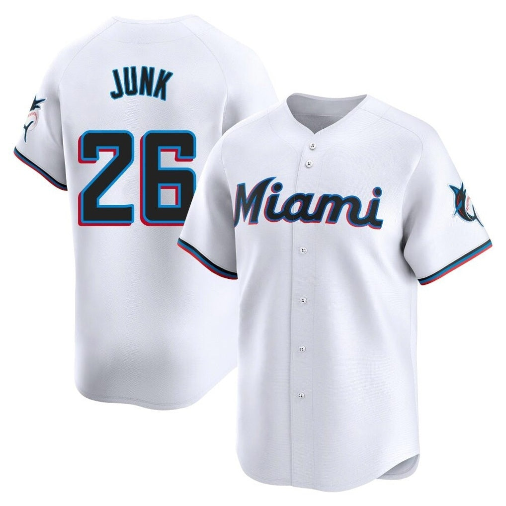 Miami Marlins #26 Janson Junk Player White CONTON Home Limited Stitched Jerseys
