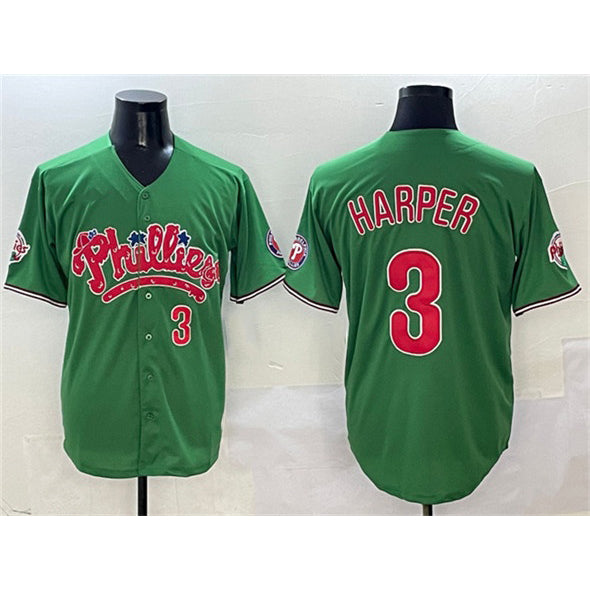 Philadelphia Phillies #3 Bryce Harper Green CONTON Phanatic Limited Stitched Jersey