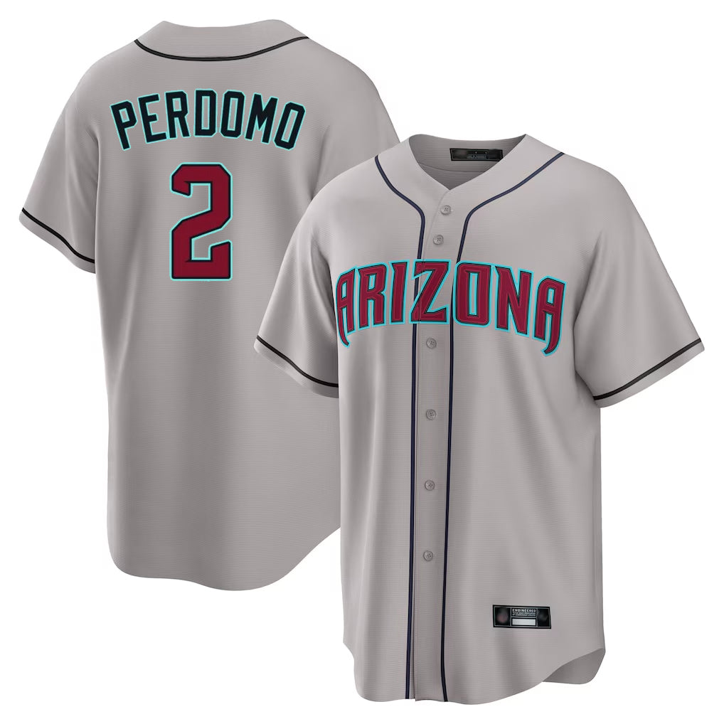 Arizona Diamondbacks #2 Geraldo Perdomo Player Gray CONTON Road Home Game Stitched Jerseys