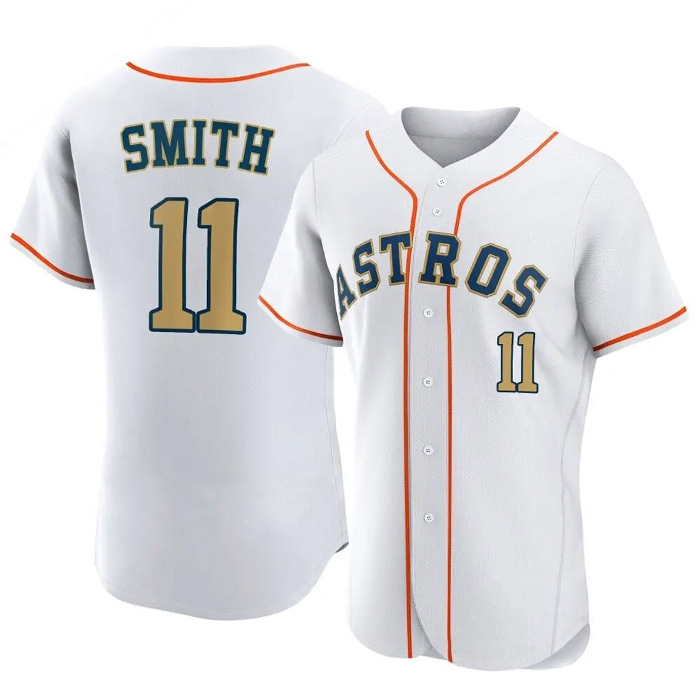 Houston Astros #11 Cam Smith Player Gold CONTON Collection Limited Elite Home Stitched Jerseys