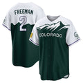 Colorado Rockies #2 Tyler Freeman Player Green CONTON City Connect Home Game Stitched Jerseys