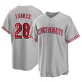 Cincinnati Reds #28 Eugenio Su¨¢rez Player Gray CONTON Home Game Stitched Jerseys